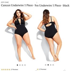 *SOLD* CITY CHIC Cancun Underwire 1 Piece bathing suite- black size 16
